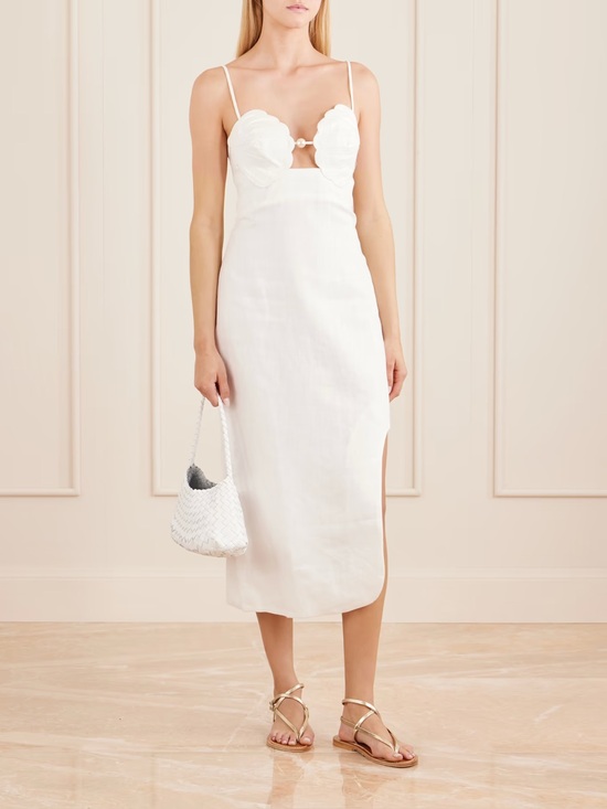 FARM Rio Dresses & Skirts - Farm Rio Linen Seashell Sleeveless Midi Dress in White Size M